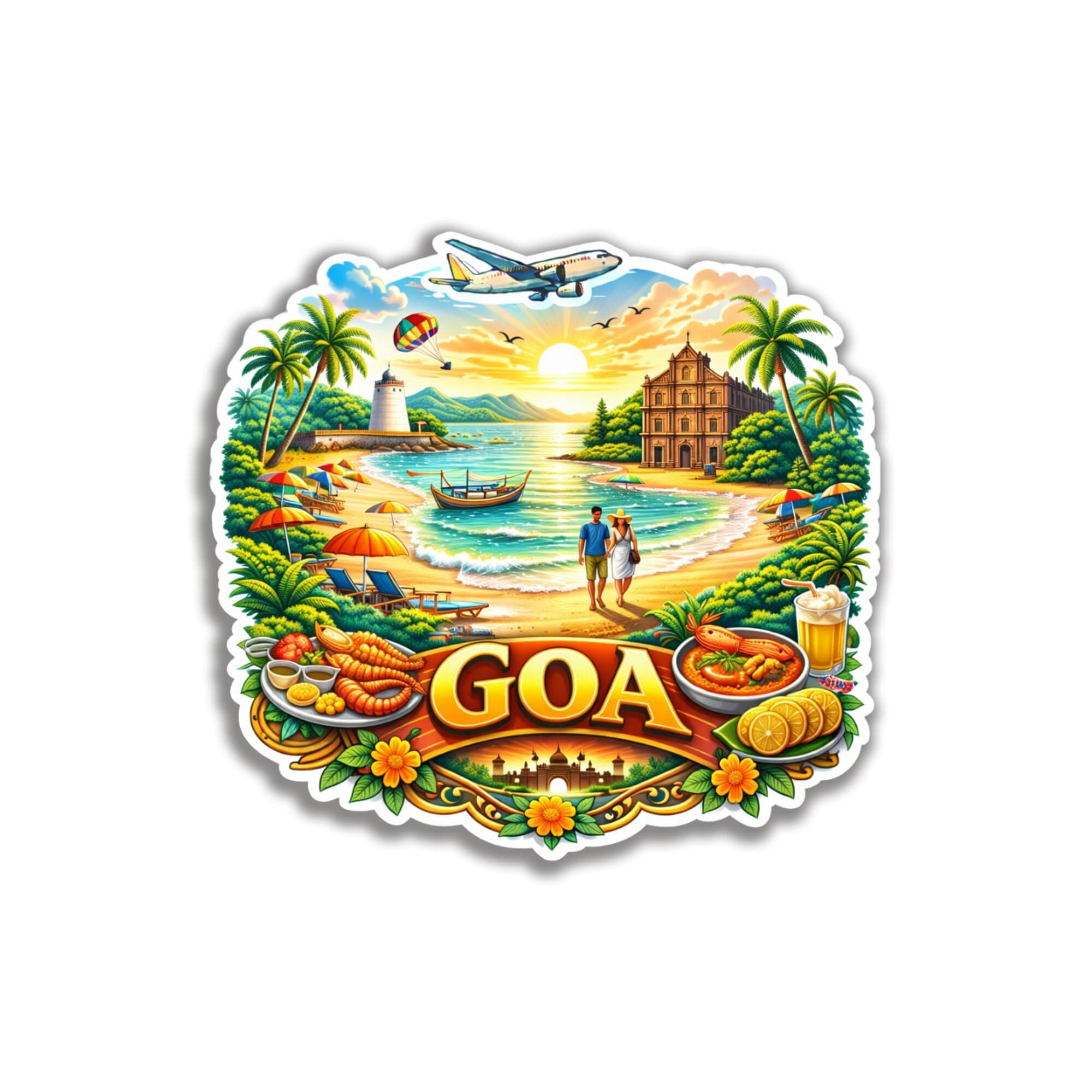 The Piku Cart Indian Cities Fridge Magnet - Premium MDF Wood Travel Souvenir Refrigerator Magnet with Vibrant Layered Artwork & Strong Magnetic Hold - Goa