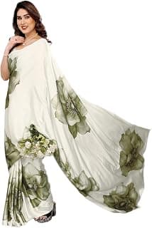 Amazon Brand - Tavasya Womens Floral Print Bollywood Satin Saree With Blouse
