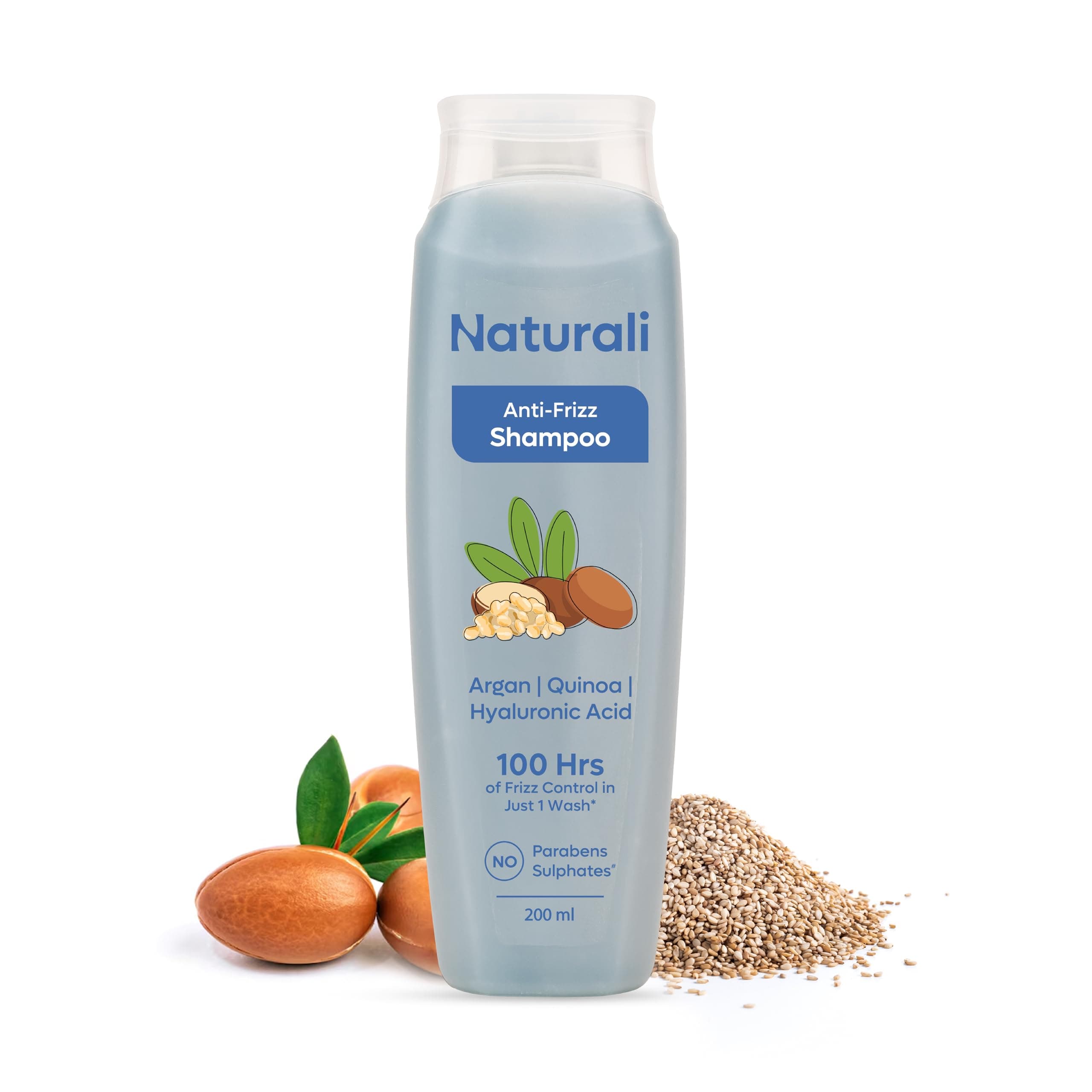 Naturali Moisture Filling Shampoo, With Hyaluronic Acid, Argan Oil & Quinoa, For Dry & Dehydrated Hair, Adds Shine & Bounce, Hyaluron Moisture 100H, 200Ml.