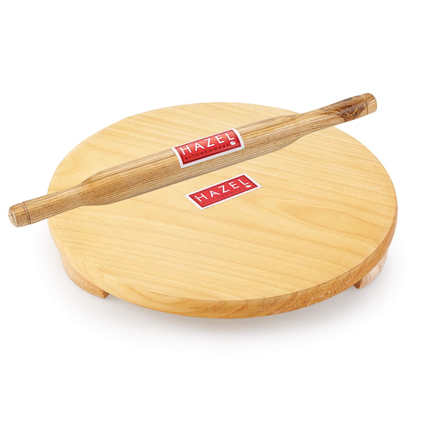 HAZEL Wooden Polpat Roti Roller Combo Large, 23 Cm, 2 Pc (Brown)