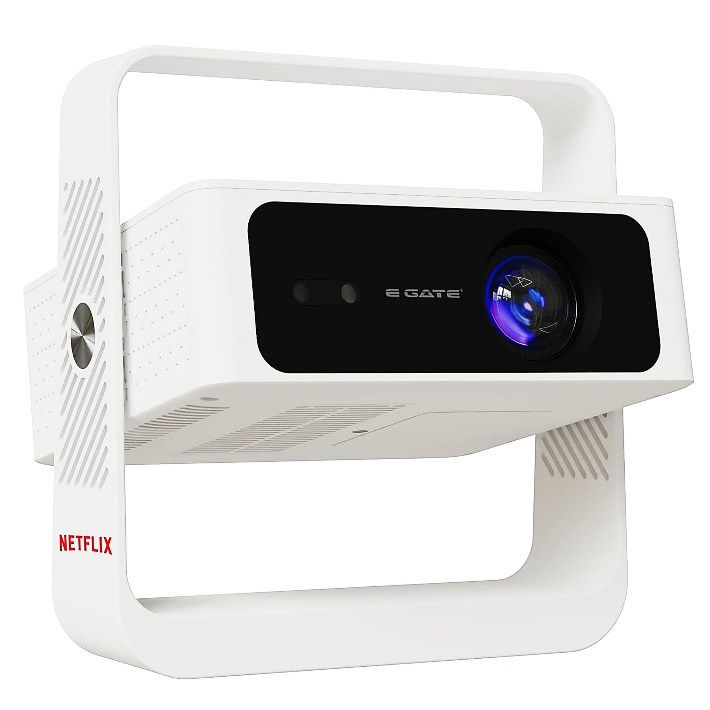 E Gate Atom 4X Air, Fully Automatic, True 200 ANSI Projector with 1080P & 4K Support | Auto Focus+Auto Keystone+Obstacle Avoid | Android 12 Netflix, Prime, Live TV | WiFi-BT-HDMI ARC, Native EGATE