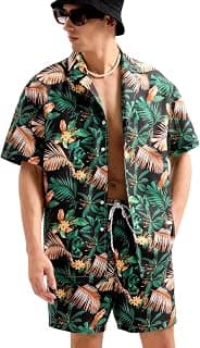 GRECIILOOKS Men's Co Ord Set |Printed Shirt and Shorts Set for Men |Summer Loungewear, Beachwear & Night Suit for Daily Comfort | Nightwear Set for Mens