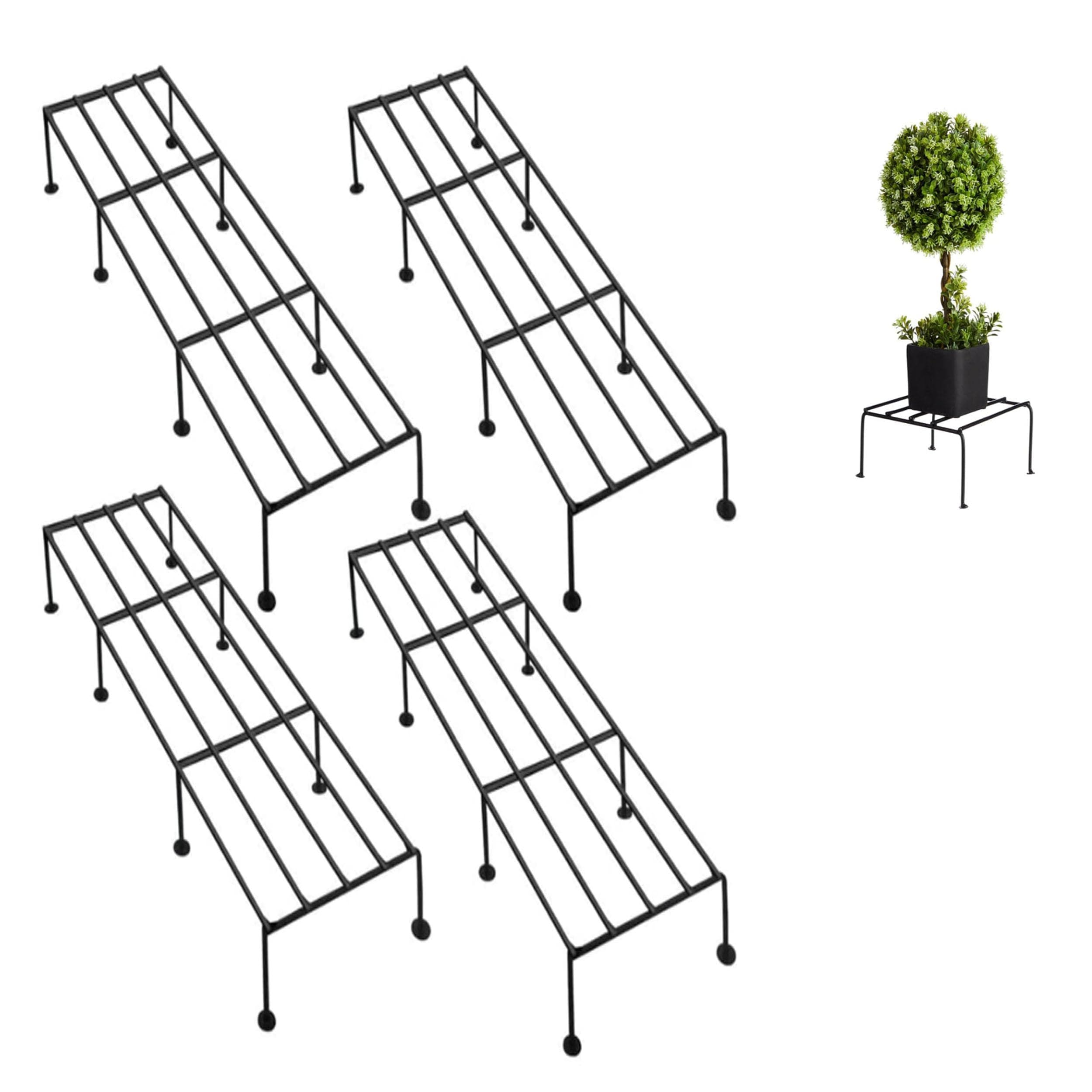 TRUPOT A-One Steels Garden Plant Stand Flower Pot Holder Heavy Duty Black Rectangular Pack of 5 Indoor Outdoor 24 Inch Length