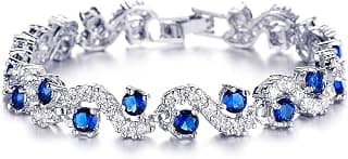 Shining Diva Fashion Royal Blue Crystal CZ Silver Plated Stylish Bracelet Gifts for Girls Women(9576b)