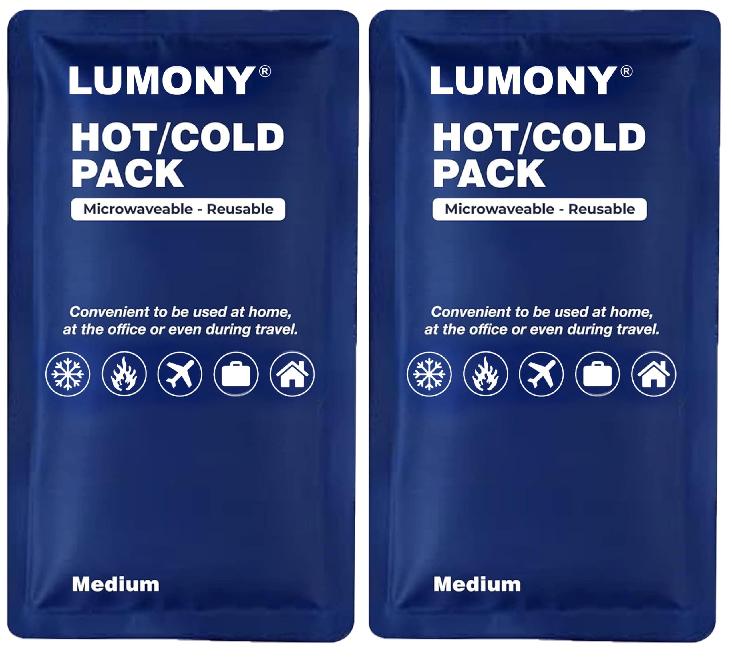 LUMONY® (Pack Of 2) Reusable Hot and Cold Ice Pack for Pain Relief Soft and Flexible Gel for Injuries and Pain Relief | Cold Ice Gel Pack for Shoulders, Knee, Back, Neck, Medium