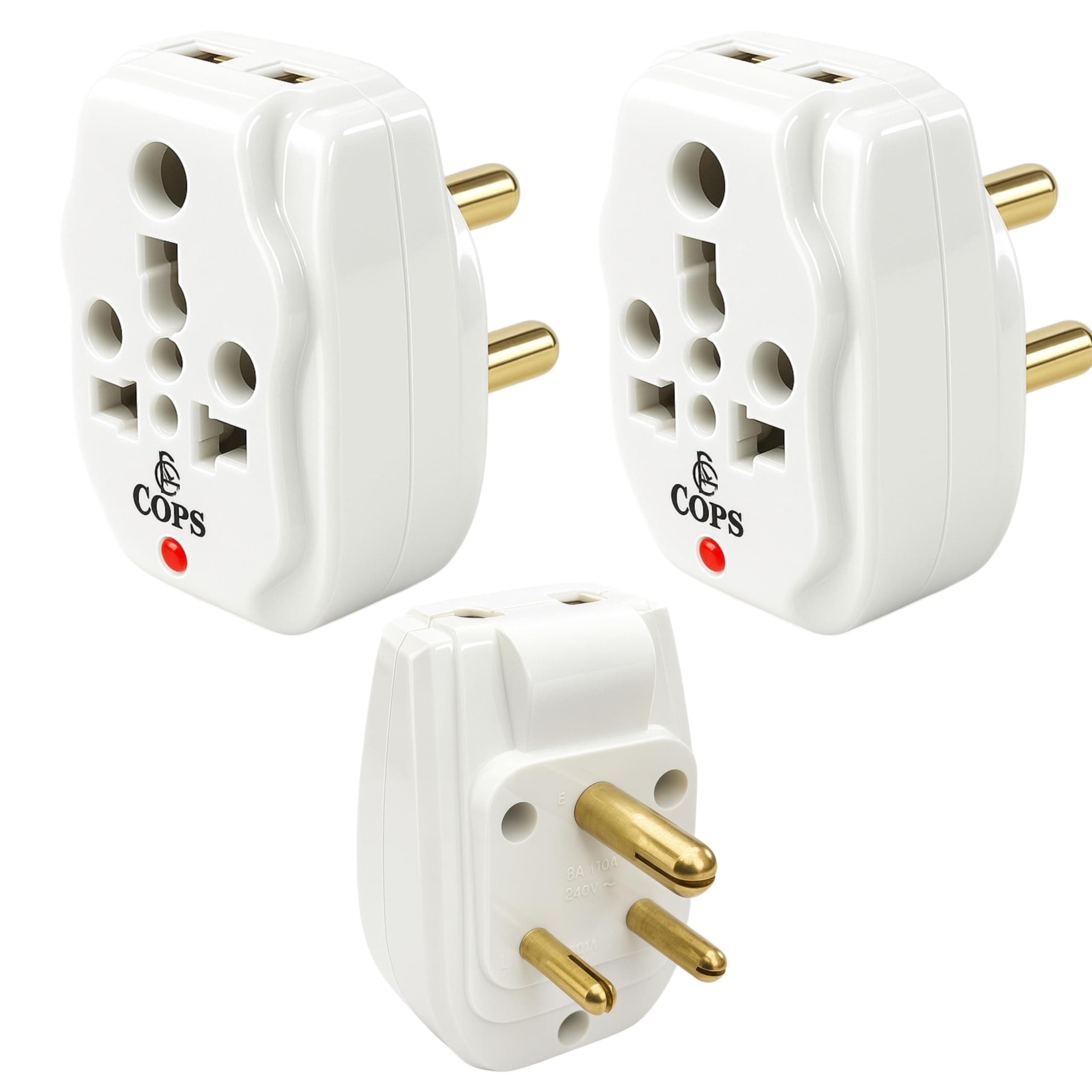 Multiplug| 6-16 Amp| 2-Pin & 3-Pin Socket| Universal AC Travel Adapter| 6A to 16A /5A to 15A Convertor | Compact Converter Plug for Travel, Home & Office Use - Pack of 2