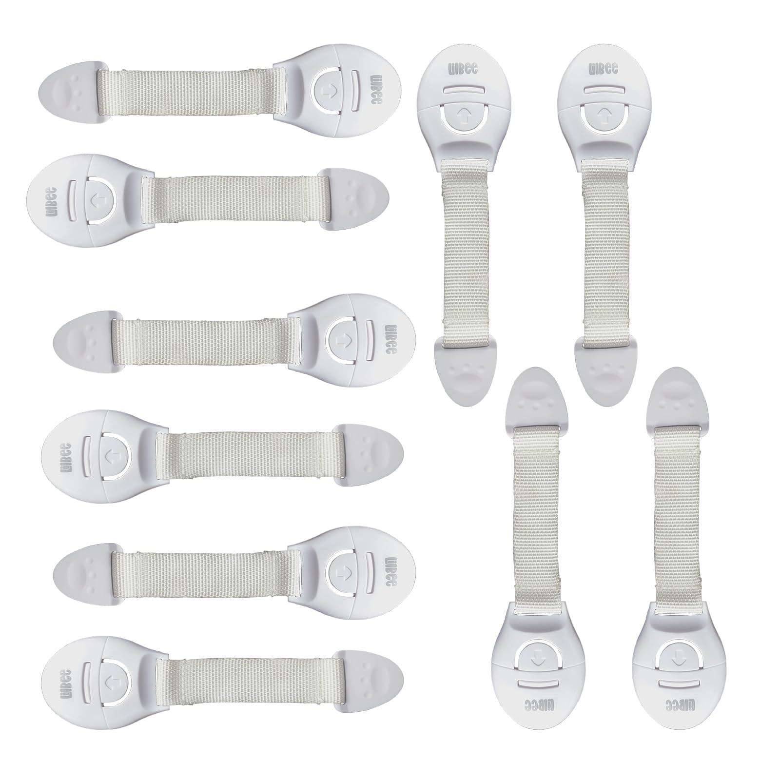 LILBEE Child Safety Locks for Cabinets & Drawers – Pack of 10 | Strong Adhesive Baby Proofing Locks for Fridge, Cupboard, Appliances – White