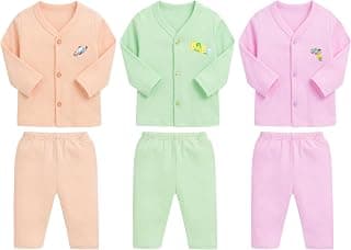 BabyBlossom Unisex Cotton Suite For Baby 0-6 Months Combo Pack Of 3 (3 Top And 3 Bottom), Multicolor