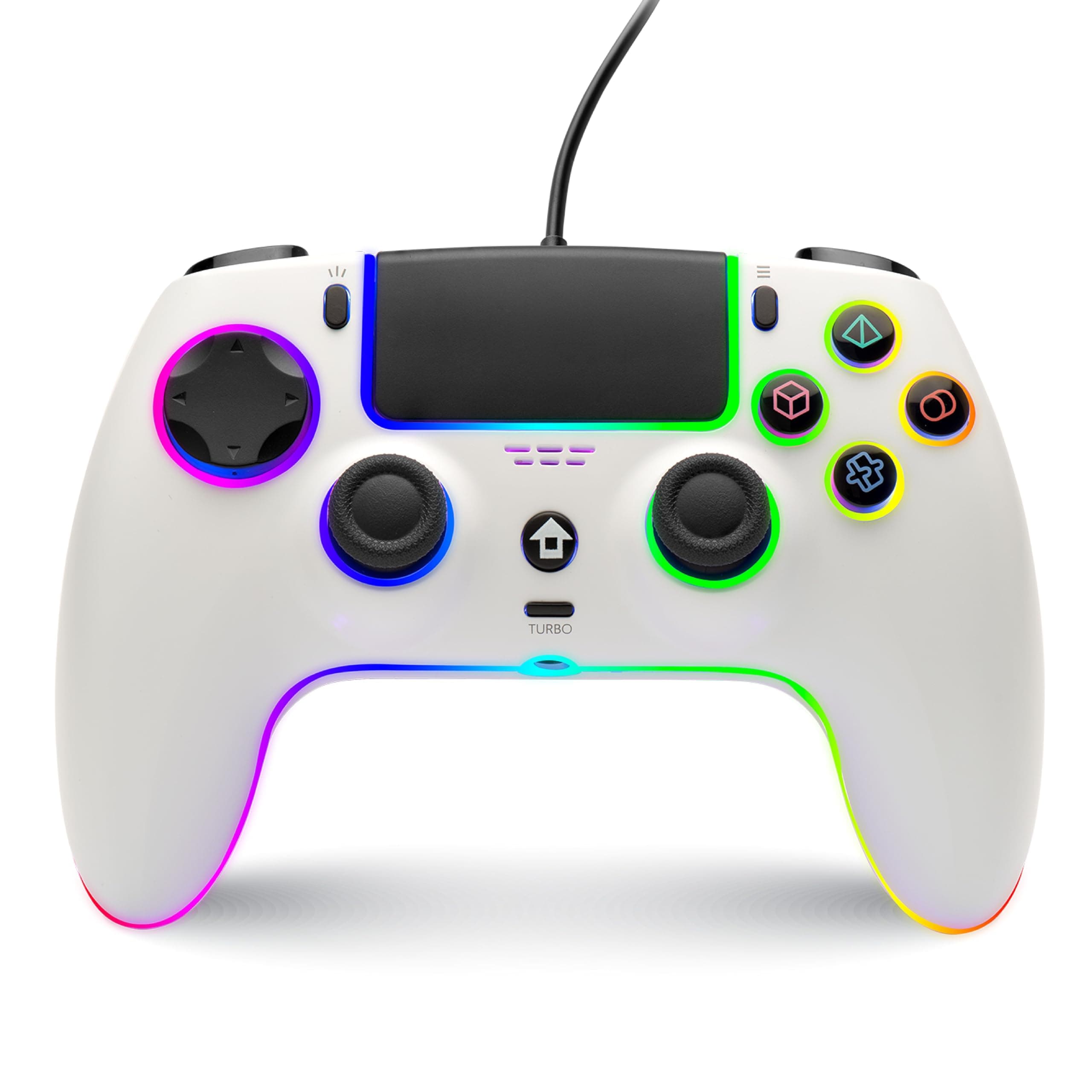 Nitho NOVA RGB Wired Controller for PS5, PS4, PC, Mac, Android & Steam Deck, Gamepad with Hall Effect Triggers, Programmable Buttons, Motion Sensor, Touchpad, Compatible with PS5 Pro/Slim - White