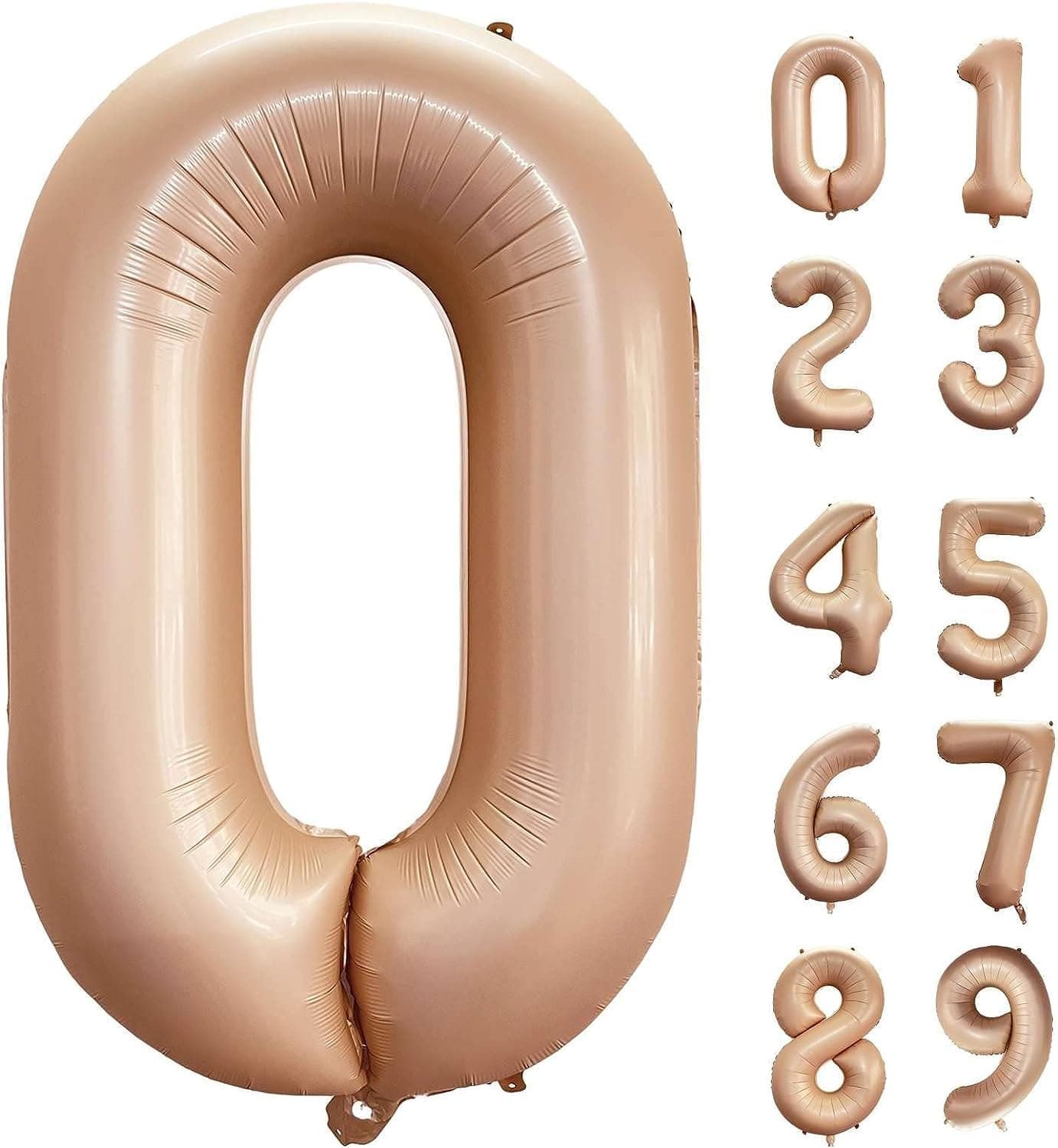 Atpata Funky #0 Elegant Caramel Colour JUMBO 40 INCH Number Balloons Set | 0 to 9 Digit Shapes | Decorative Balloons for Milestones & Celebrations