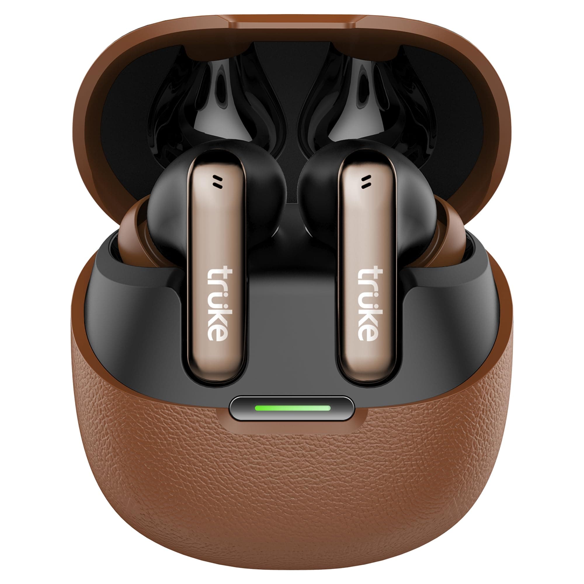 truke New Launch Mega 7 True Wireless in-Ear Earbuds w/ 24-Bit 360 Spatial Audio, 60H Playtime & Fast Charging Buds, Dual Pairing, 40ms Low Latency TWS, 4-Mic ENC, Made in India-(Coffee Brown)