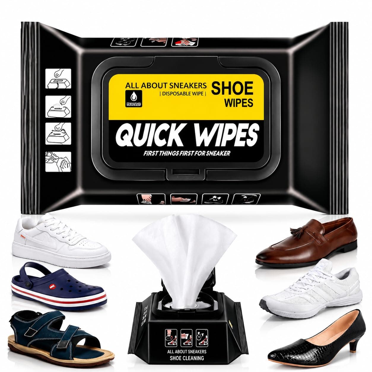 GARDINO Natural Sneaker Cleaning Wipes | Instant Portable Shoe Cleaner | Quickly Removes Dirt & Stains | Easy On-The-Go Footwear Care Kit