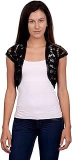 CETC Women's Net Round Neck Cardigan Shrug