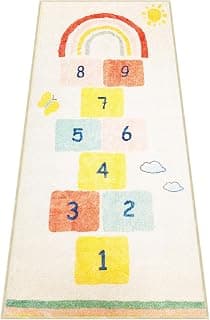 Rainbow Sky Hopscotch Game Rugs, Kids Bedrooms Rugs, Kids Play Mat Soft Floor Carpet for Bedroom Playroom Nursery,Great Gift for Girls & Boys (Rainbow Hopscotch, 70 * 160 CM)