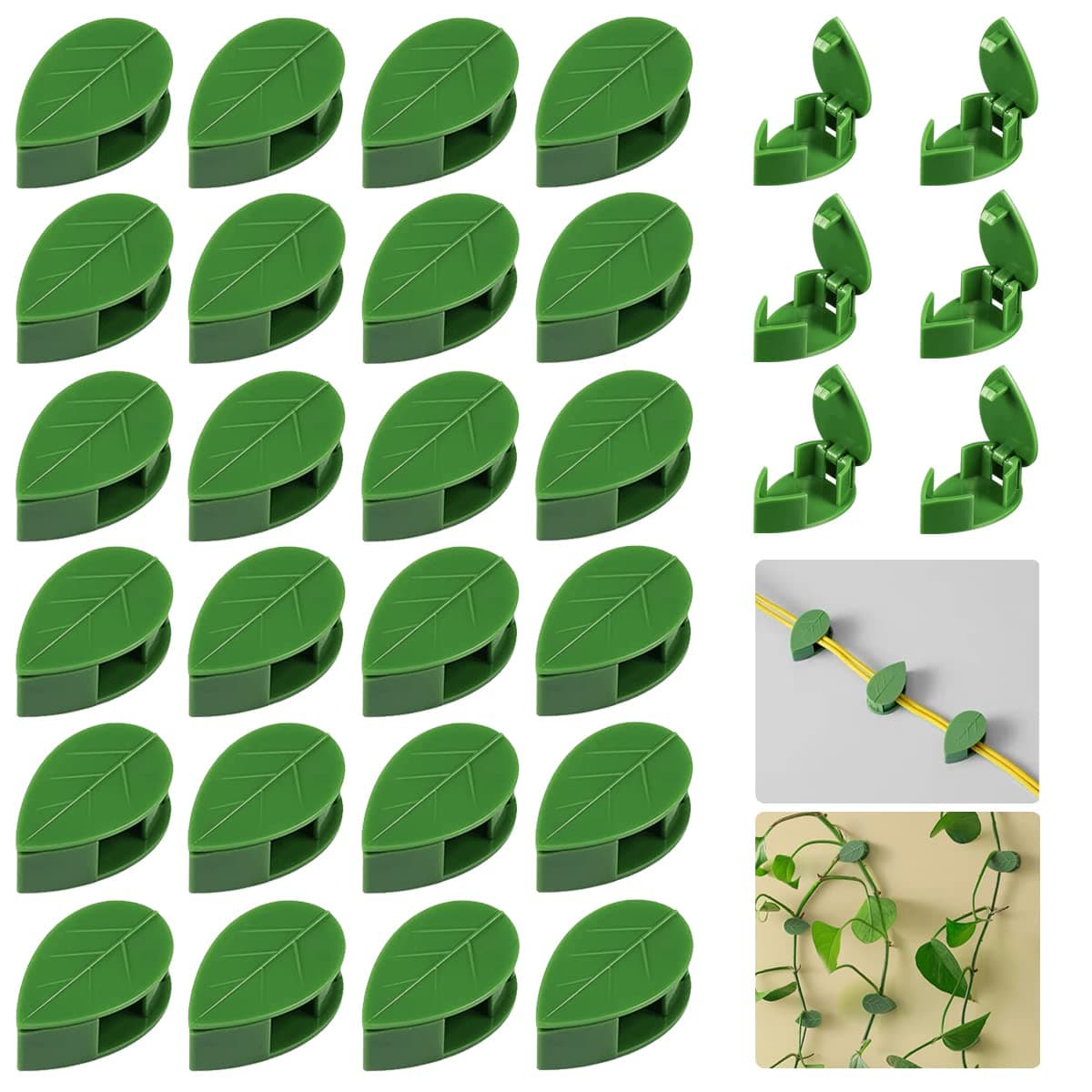 QRWT Pack of 30 Plant Climbing Wall Mounting Clips Self-Adhesive Plant Fixer Invisible Wall Vines Mounting Clips Hooks Plant Vine Traction Cable Wire Attachment