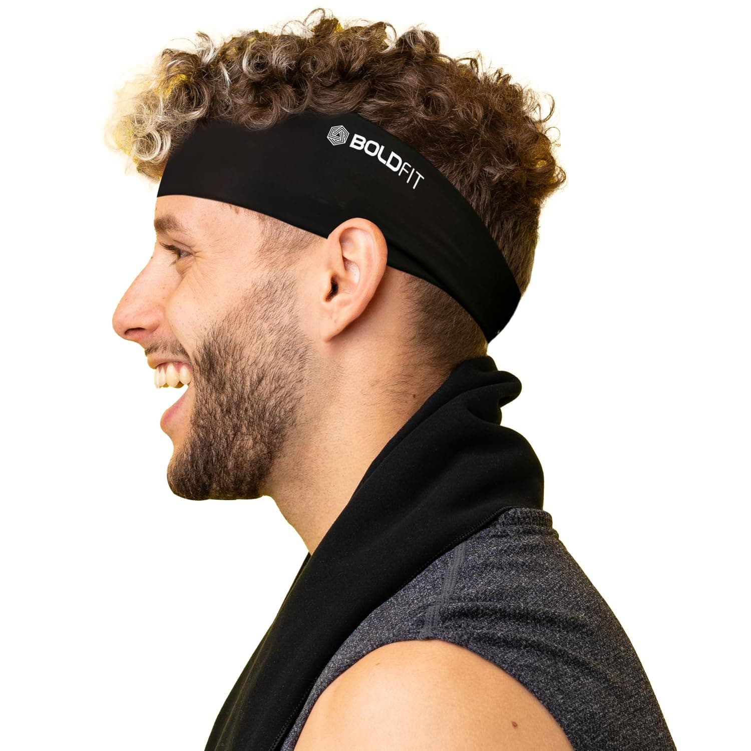Boldfit Wide Head Band Hair Band for Women for Men Headband for Gym Gym Accessories for Men for Women Fitness Band Hair Accessories Hair Band Stylish Fitness Band Head Wear for Gym Gym Band - Black