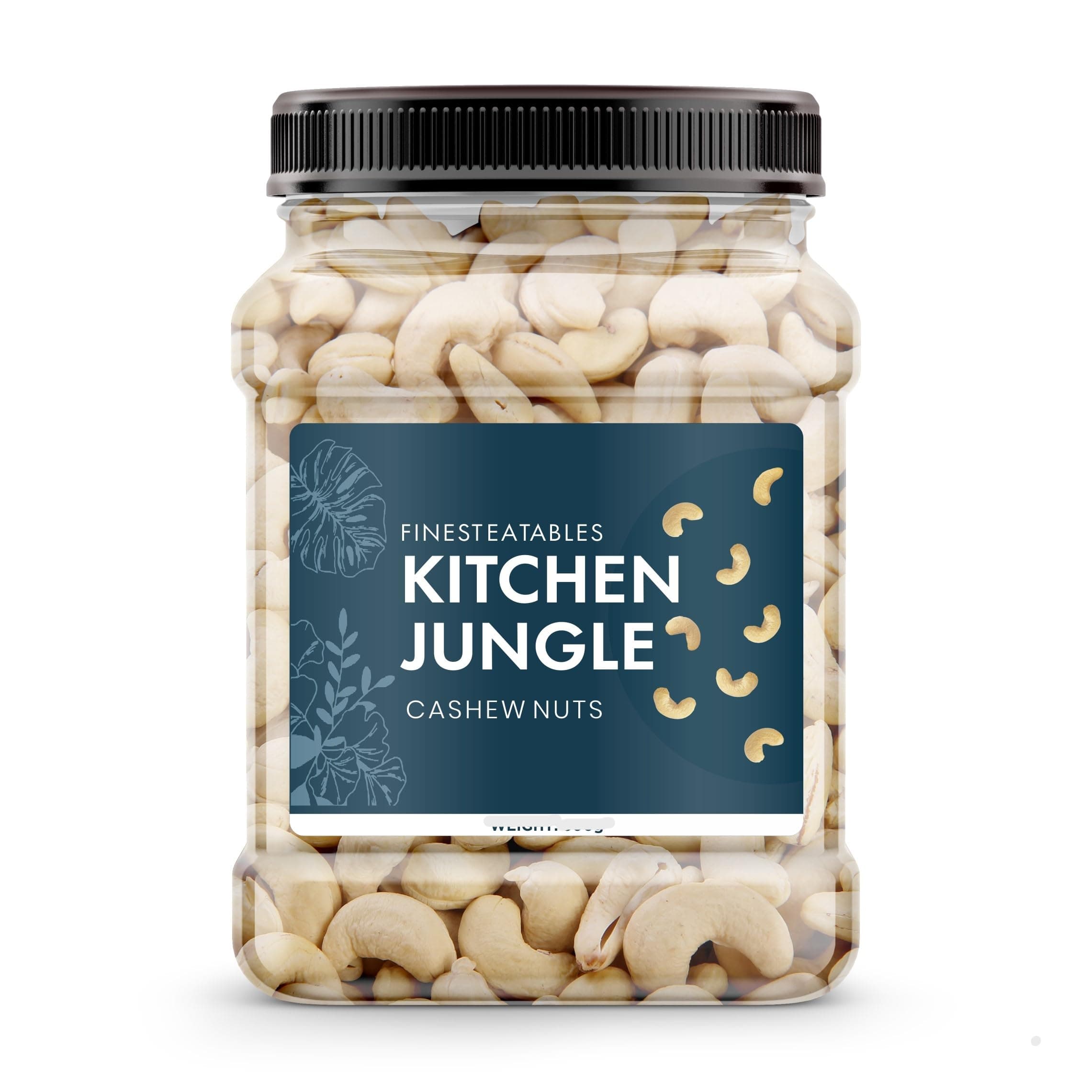 kitchen Jungle Whole Cashew Nuts Crunchy & Soft Kaju dry fruit grade w320 (1kg jar pack)