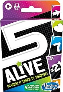 Hasbro Gaming 5 Alive Card Game, Fast-Paced Kids Game, Easy to Learn, Fun Family Game for Ages 8 and Up, Card Game for 2 to 6 Players, Multicolor, Birthday Gift for Kids