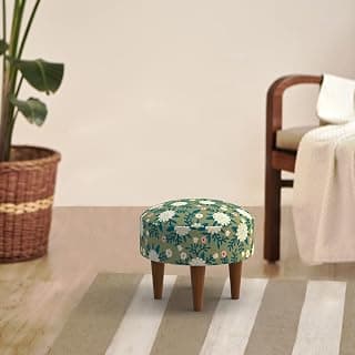 Chumbak Begum Foot Rest -Spring Marigold (1 Seater Footrest, Sheesham Wood, Green)