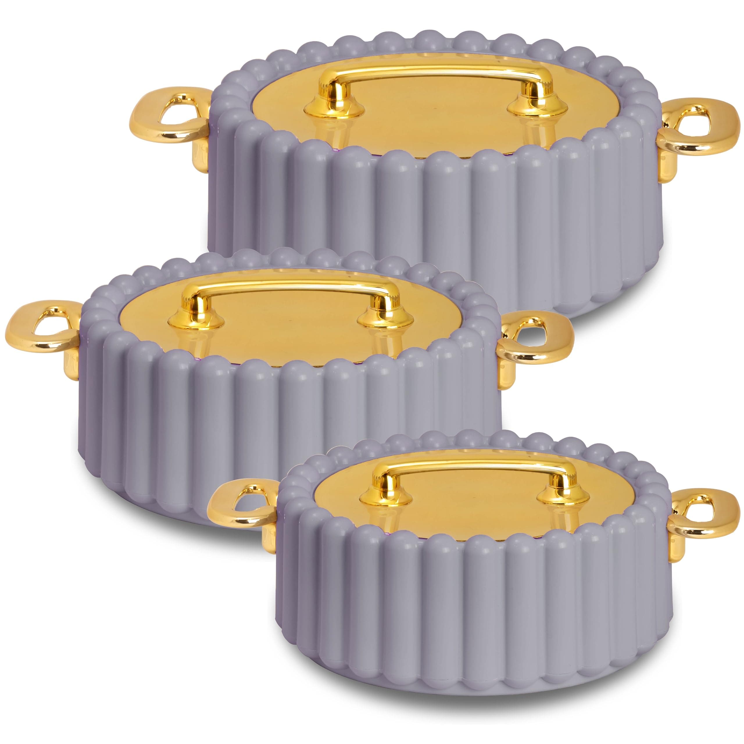 Selvel Volvo Insulated Casserole Set of 3 with Stainless Steel Inner, Hot Box for Roti, Chapati, Biryani, Keeps Food Hot & Fresh for 6 Hours, BPA-Free, Housewarming & Wedding Gift, Lid Grey