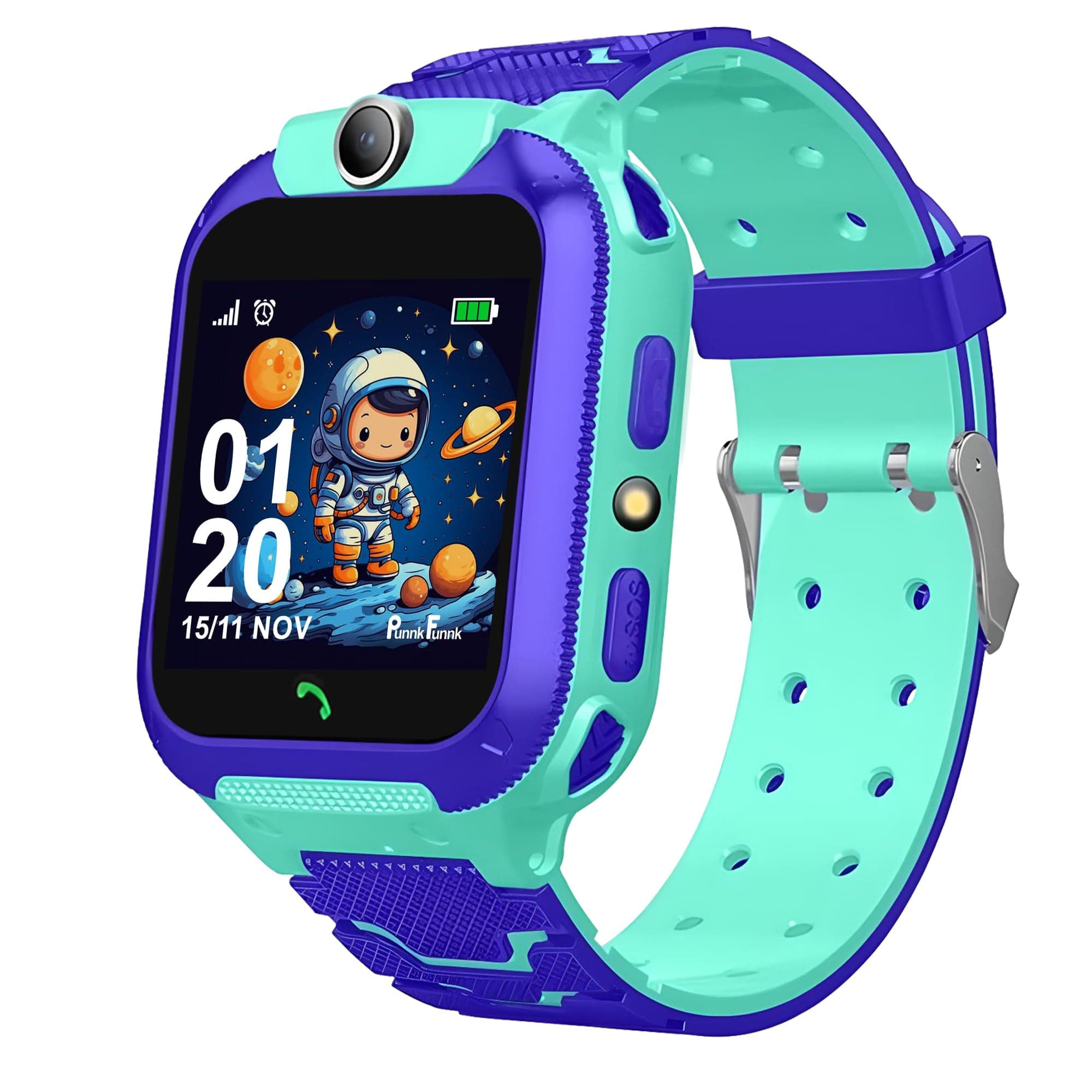 PunnkFunnk Q18 Kids Calling Smart Watch for Boys & Girls | 2-Way Voice Calling & Message | Sim Card | Selfie Camera | Voice Chat | Long Battery Life | LBS Location Tracking (Blue)