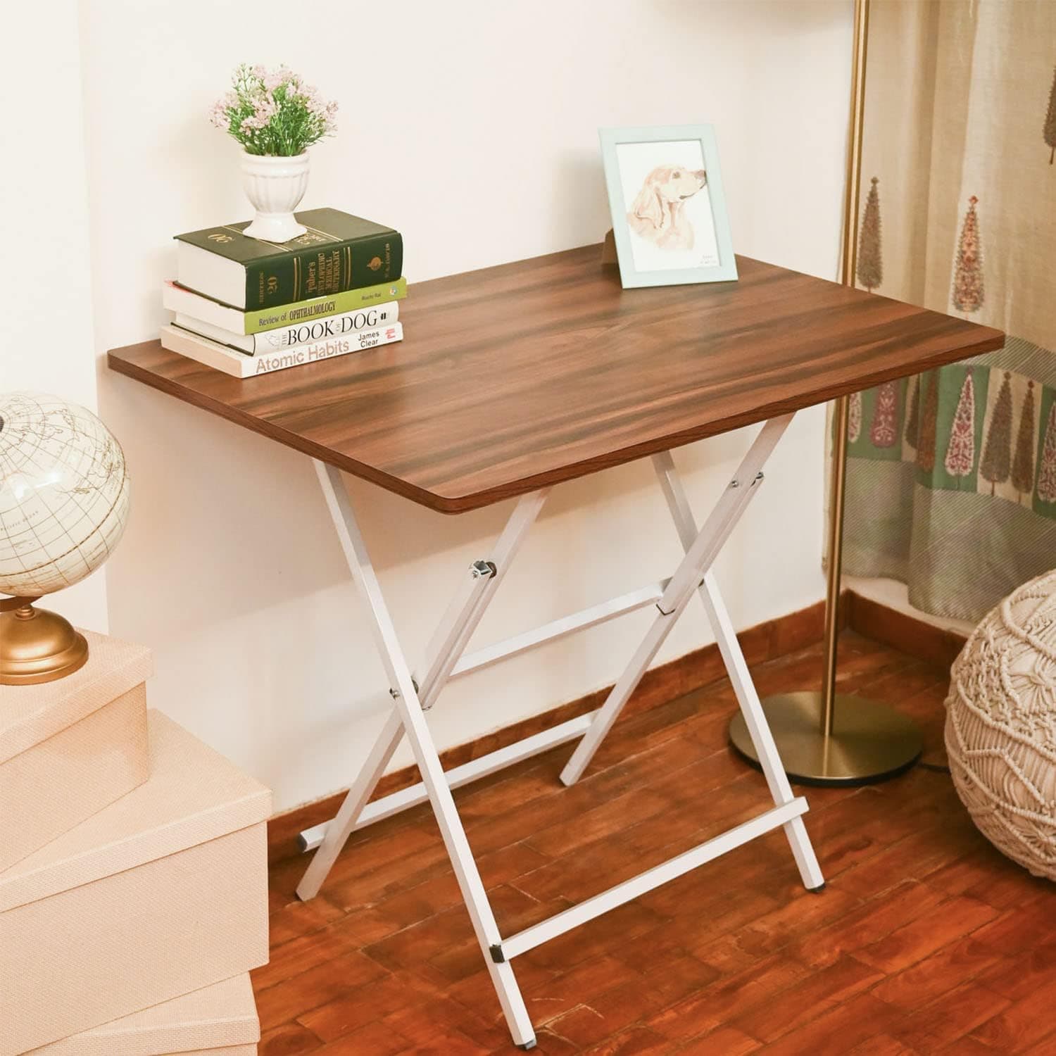 Faburaa Tablista Foldable Study Table, Portable Office Desk for Home & Work, Space Saving Laptop Table 36 x 24 Inch, Engineered Wood, Light Brown