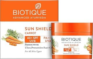 Biotique Bio Carrot Face Cream | SPF 40 UVA/UVB Sunscreen | Prevents Ageing and Soothes Dry Skin| 100% Botanical Extracts | Suitable for All Skin Types | 50ml