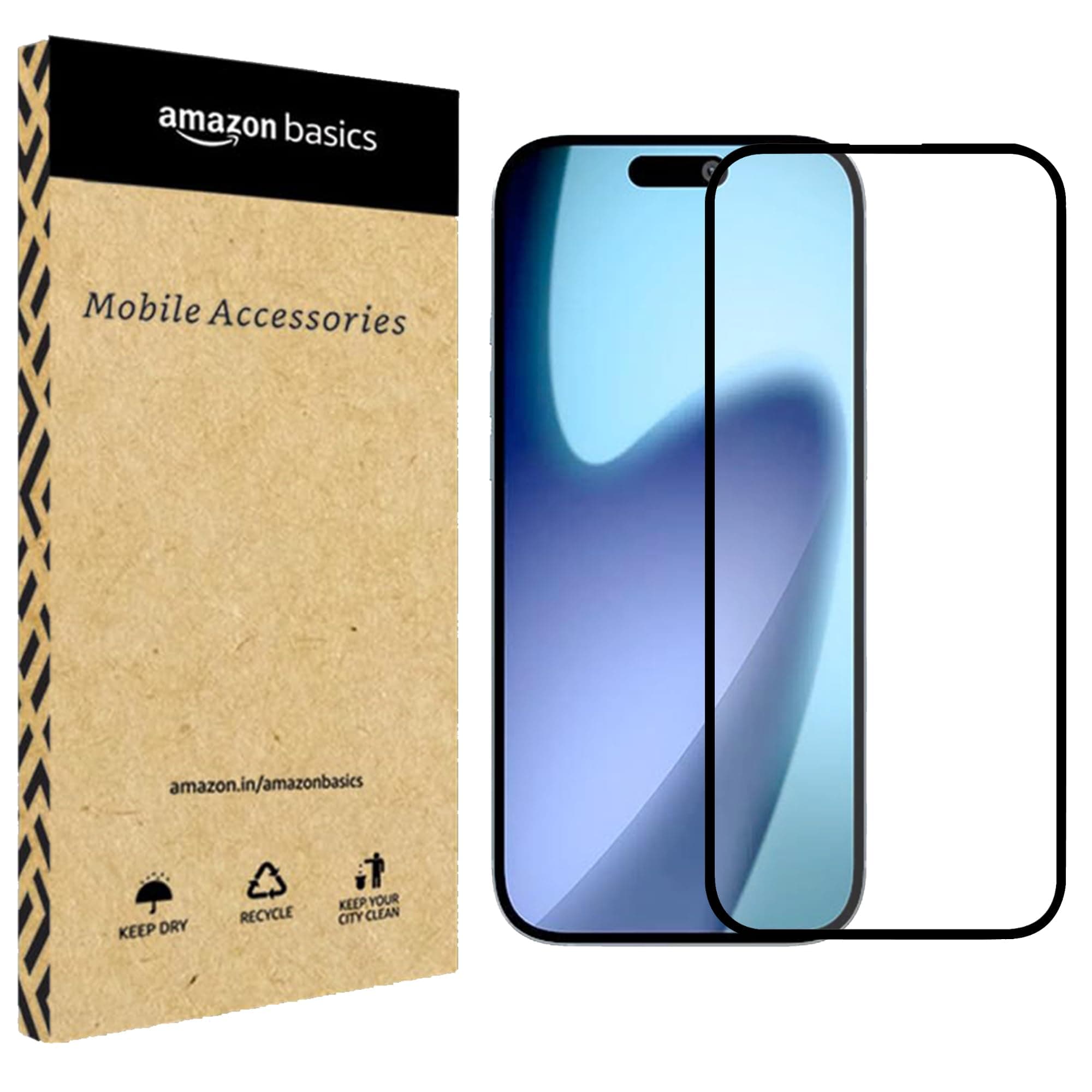 amazon basics Tempered Glass Screen Protector Compatible with iPhone 17 Air Transparent Protective Film [Clear HD]