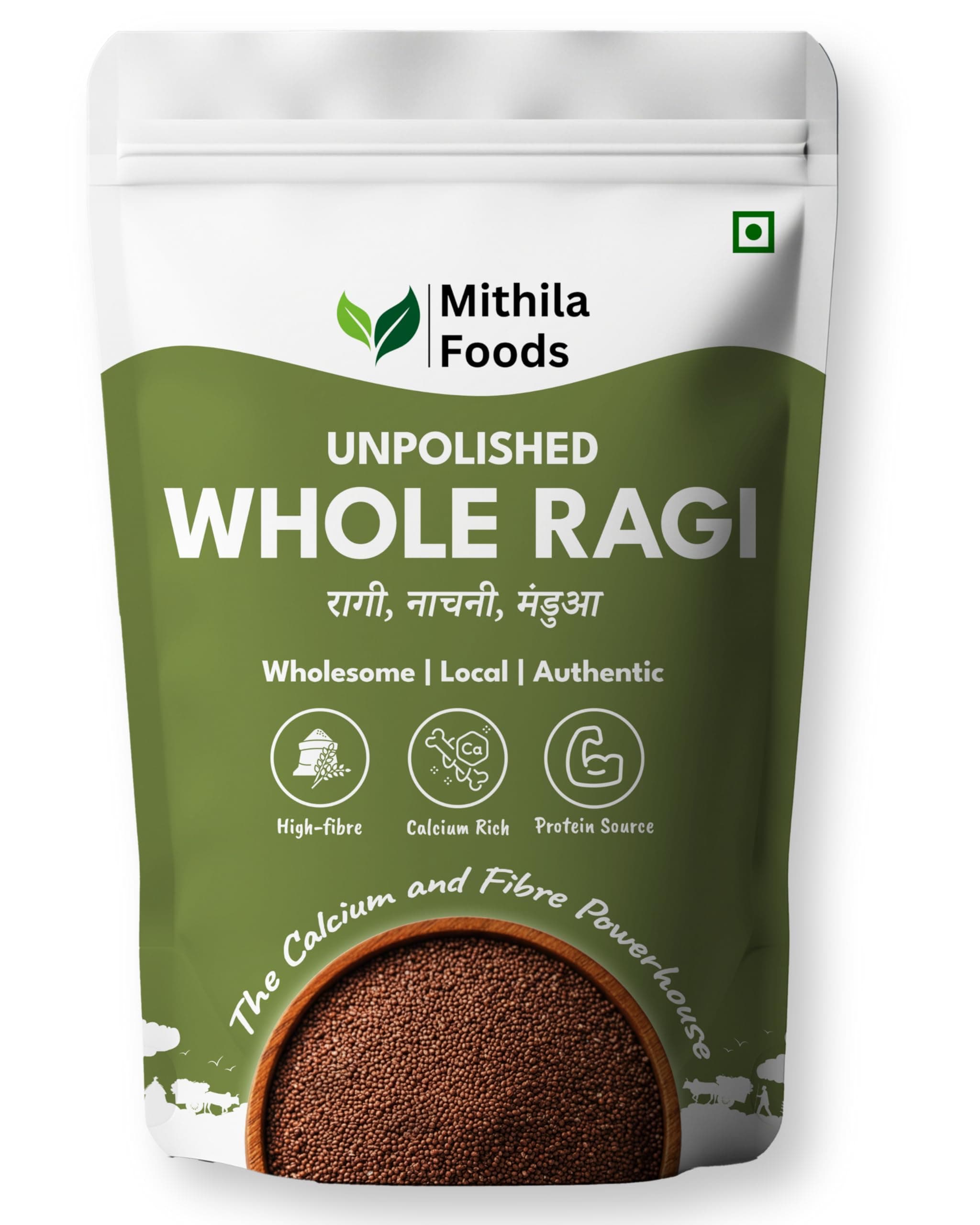 MITHILA FOODS 3 kg Unpolished Whole Ragi (Finger Millet/Nachni/Mandua/Kezhvaragu/Ragulu) | High Calcium & Fibre | Gluten-Free Supergrain from Gumla, Jharkhand - India’s Ragi Capital