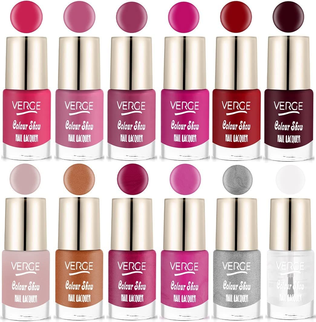 VERGE Colour Show Long Wear Nail Polish For Women (Paraben Free & Noon Toxic) Chip Resistant & Quick Dry (Modern Colour Range Combo) (CS12_16)