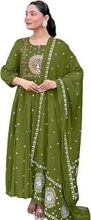 V2B ENTERPRISE Anarkali Style Kurta for Women with Embroidered Yoke