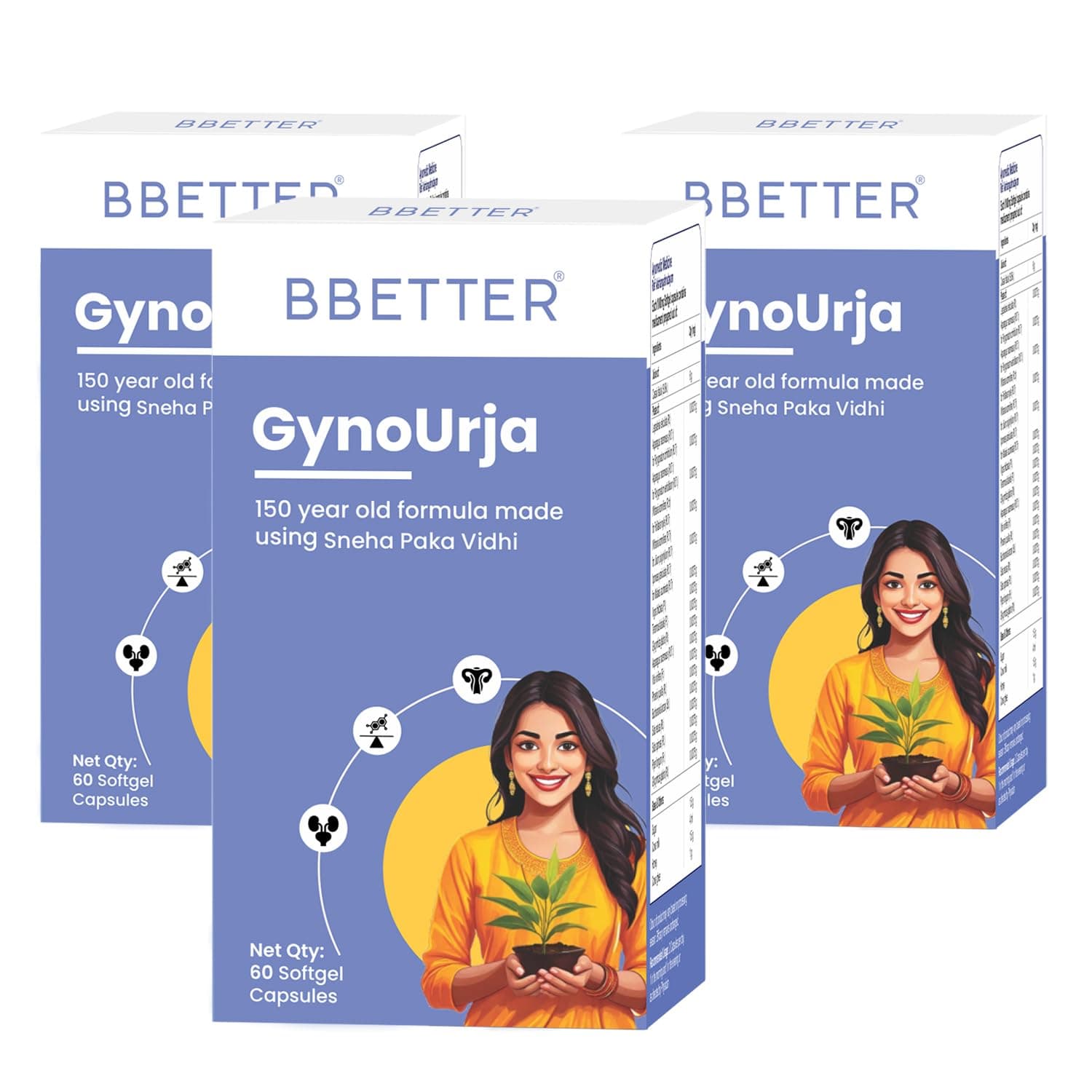 BBETTER GynoUrja Women’s Wellness | Ayurvedic Shatavari Softgels for Hormonal Balance, Menstrual Cycle & Urinary Health | Natural Supplement | 180 Softgels