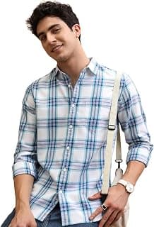Highlander Men's Slim Fit Check Shirt | Full Sleeves | Spread Collar | Casual Shirts for Men