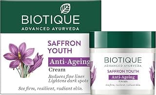 Biotique Bio Saffron Dew Youthful Moisturizer | Protects Skin Cells | Prevents Ageing and Retains Youthful Glow | 100% Botanical Extracts | Suitable for All Skin Types | 50g