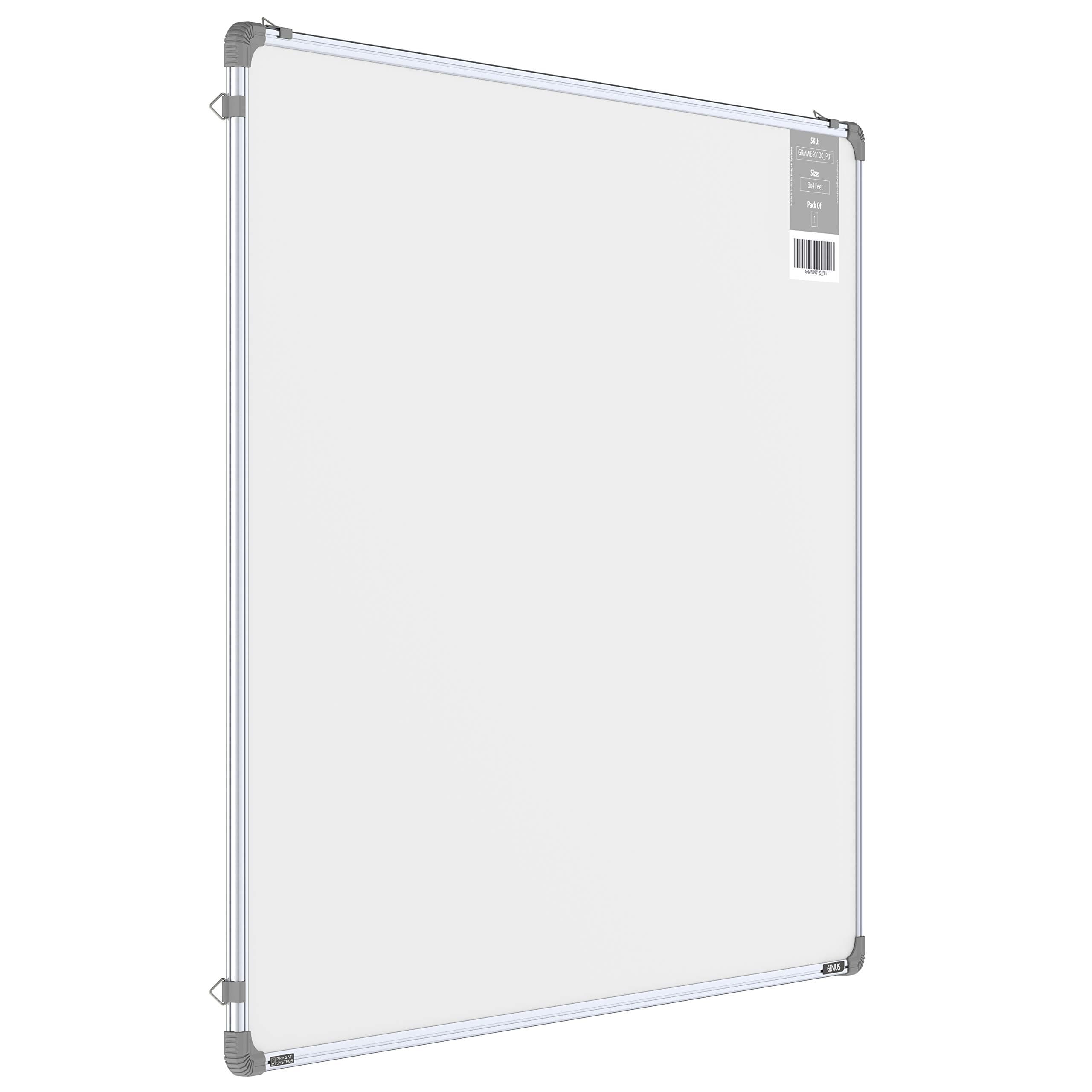 Pragati Systems® Genius Regular Steel (Magnetic) Whiteboard for Office, Meeting & Presentation with Lightweight Aluminium Frame | Durable Magnetic White Board | Large Size 3x4 Feet (Pack of 1)