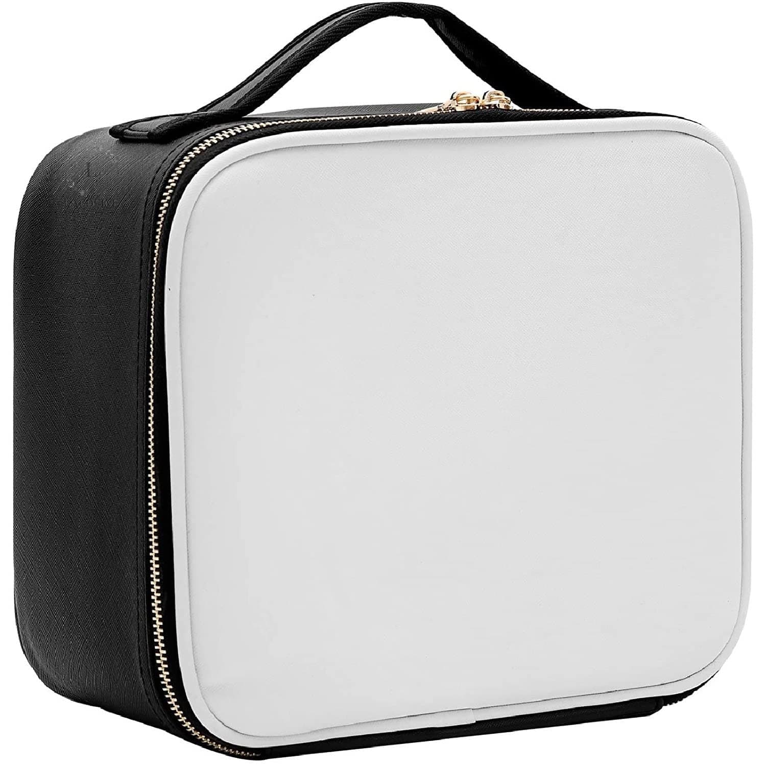 LACOPINE Makeup Cosmetic Organizer & Vanity Bag with Adjustable Dividers | brush slots, body strap, mesh storage pockets and carry handle