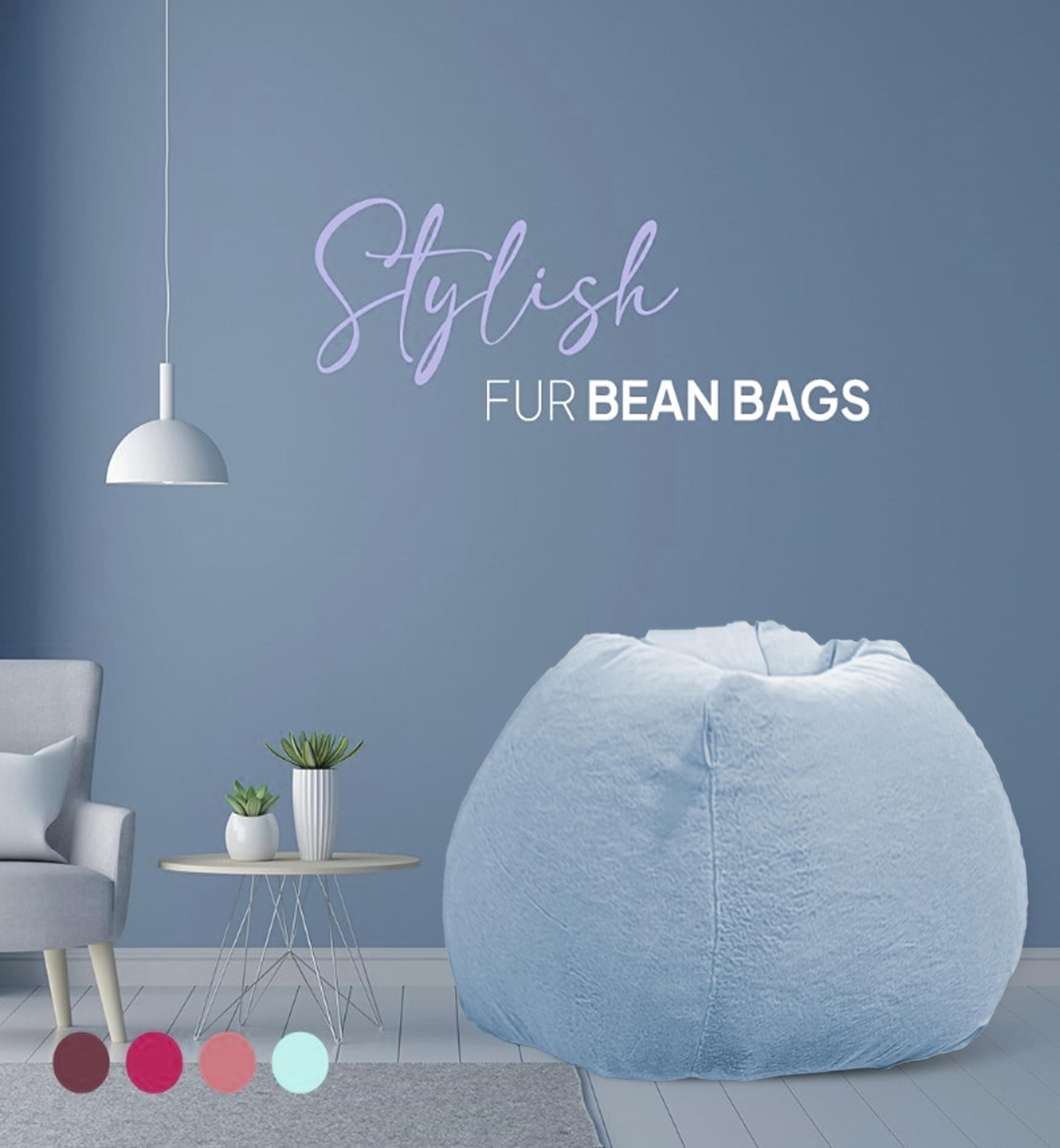 Mollismoons Bean Bag XXXL Size for Adults& Kids Fur bin Bag Luxury Bean Bag Chair (Sky Blue, Bean Bag Without Beans Cover(Assembly Required))