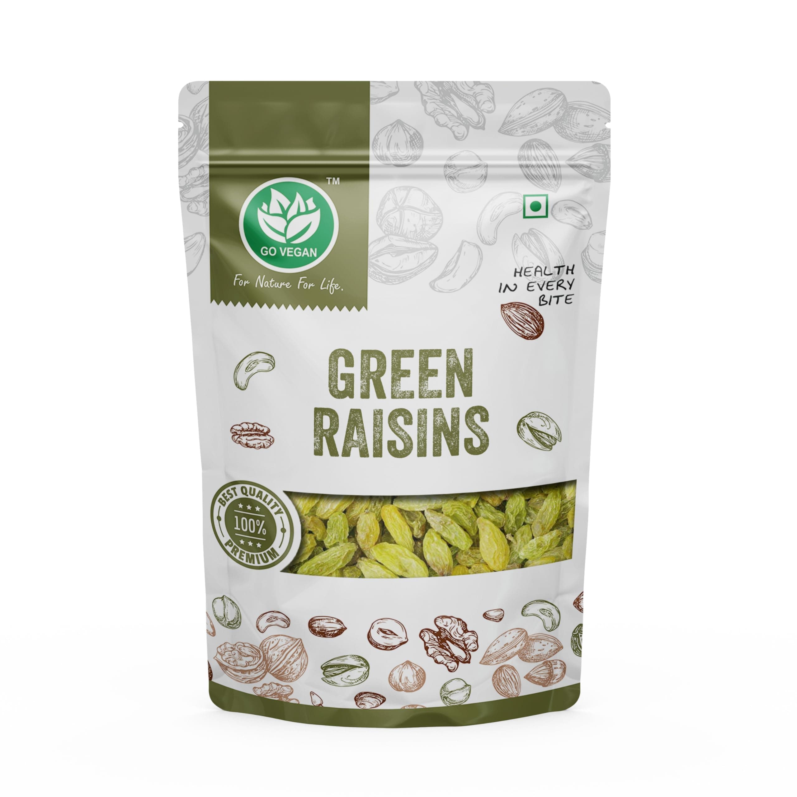 Go Vegan Green Raisins Seedless Green Raisins Hari Kishimish (1 Kg), Fresh
