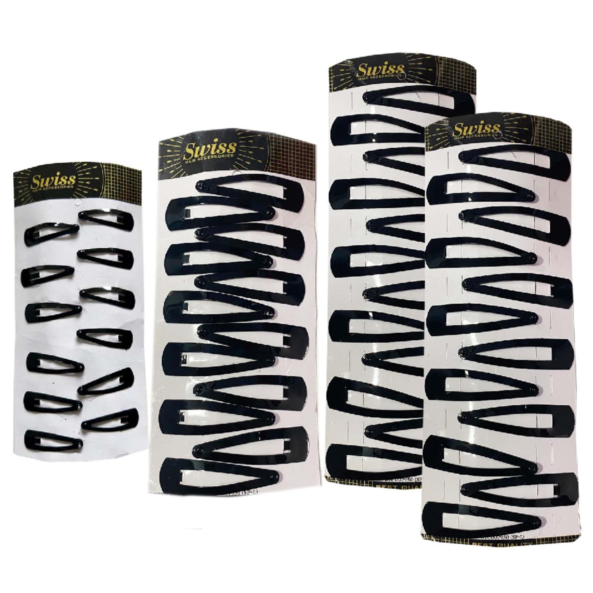 Swiss Hair Accessories Tic Tac Hair Clips for Women & Girls – Strong Hold Metal Tik Tak Clips | Non-Slip Hair Pins | 48 Pieces (3cm X 12, 5cm X 12 & 5.5cm X 24, Black) | Daily use for School & Office