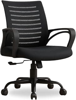 INNOWIN Mini Jazz Mesh Mid-Back Ergonomic Home Office Chair | 3-Years Limited Warranty Included | Tilting & Height Adjustable Mechanism, Heavy Duty Metal Base | Ideal for Office Work & Study (Black)