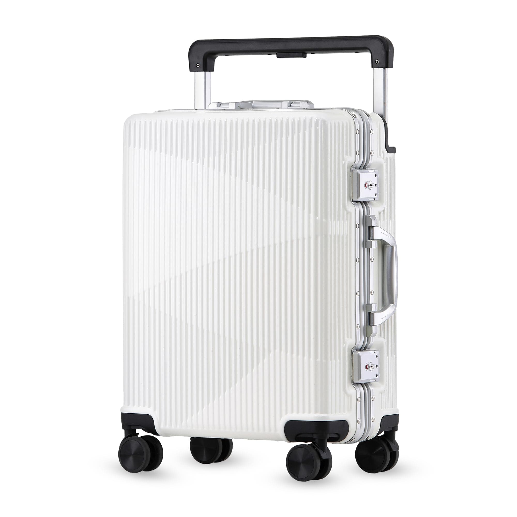 THE CLOWNFISH Aeroglide Series Spinner Trolley Bags for Travel | Suitcase for Travel | Cabin Trolley Bags Luggage Bags | Polycarbonate | 41 litres | Metallic White | 60cm | Small