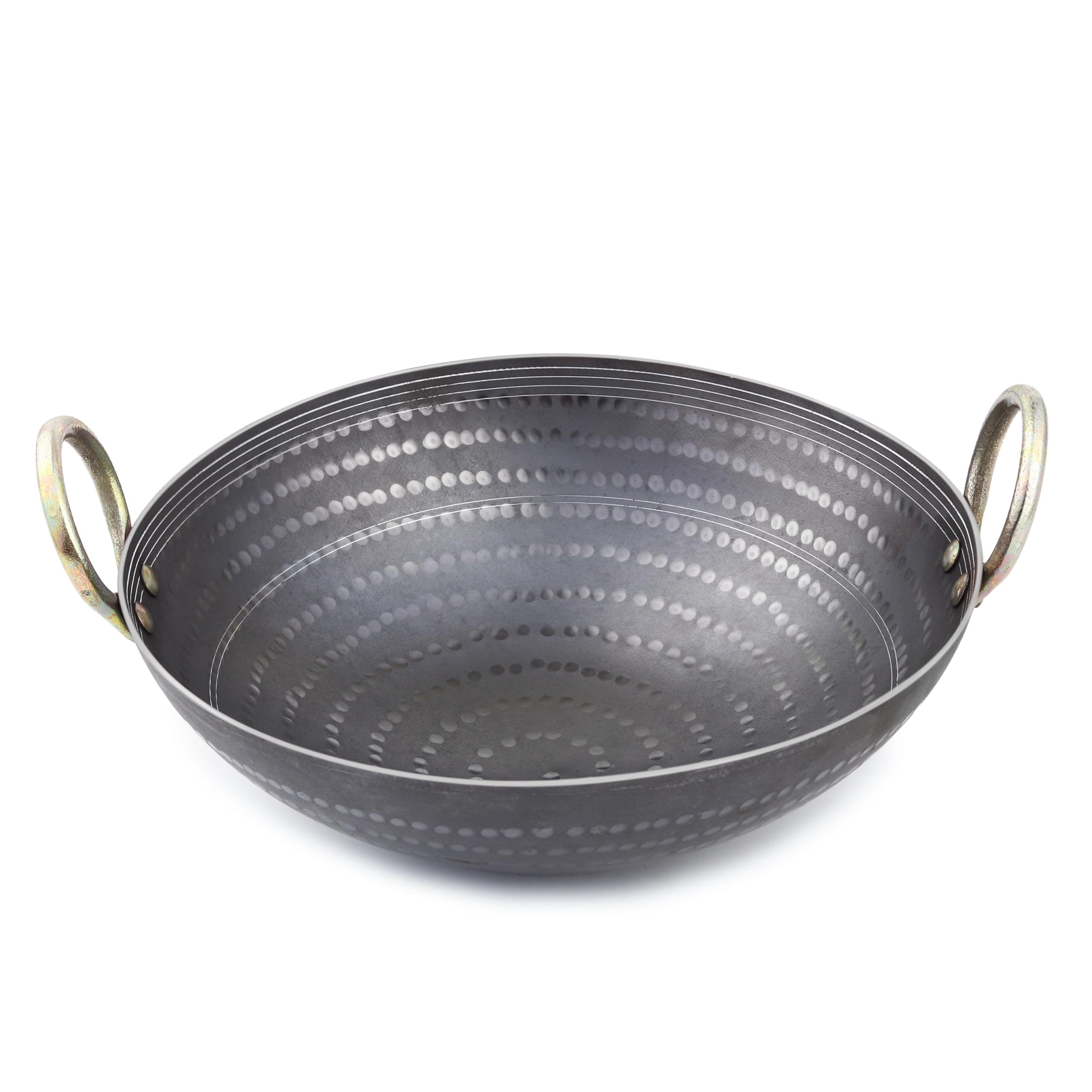 VISMAY'S 1 Litre 10 inch Food Grade Iron Kadai India’s 1st Smooth Edge Kadhai Strong Riveted Handle Traditional Frying Pan Wok Hammered Heavy Base Metal Spoon Friendly Works on Gas and Induction