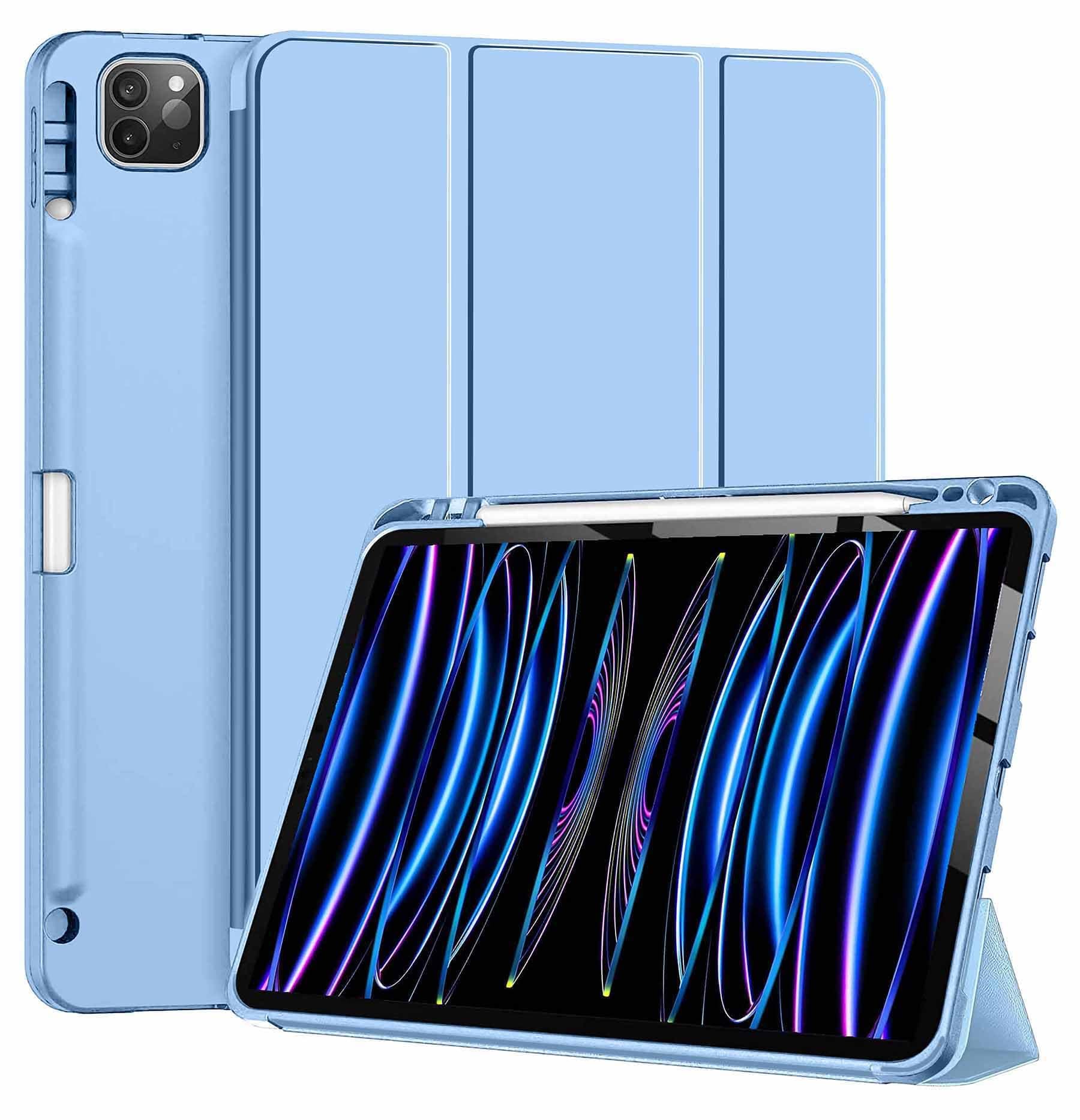 ProElite Smart Case for Apple iPad Pro 11 inch 2022/2021 4th/3rd Gen [Auto Sleep/Wake Cover] [Pencil Holder] [Soft Flexible Case] Recoil Series - Light Blue