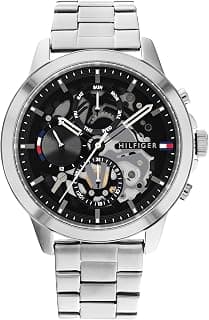 Tommy Hilfiger Men's Automatic Watch – Stainless Steel, 5 ATM Water Resistant, Modern Stylish Timepiece, Gift for Him, 43mm