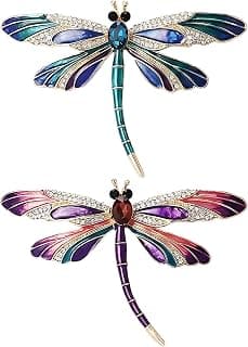 NHCDFA 2PCS Brooch for Woman, Brooch Pins for Women, Two Piece Dragonfly Brooch Set, Blue and Purple Color Combination, Versatile Fashion Accessory for Various Outfits, Elegant Design with Pin Closure, Lightweight and Comfortable to Wear