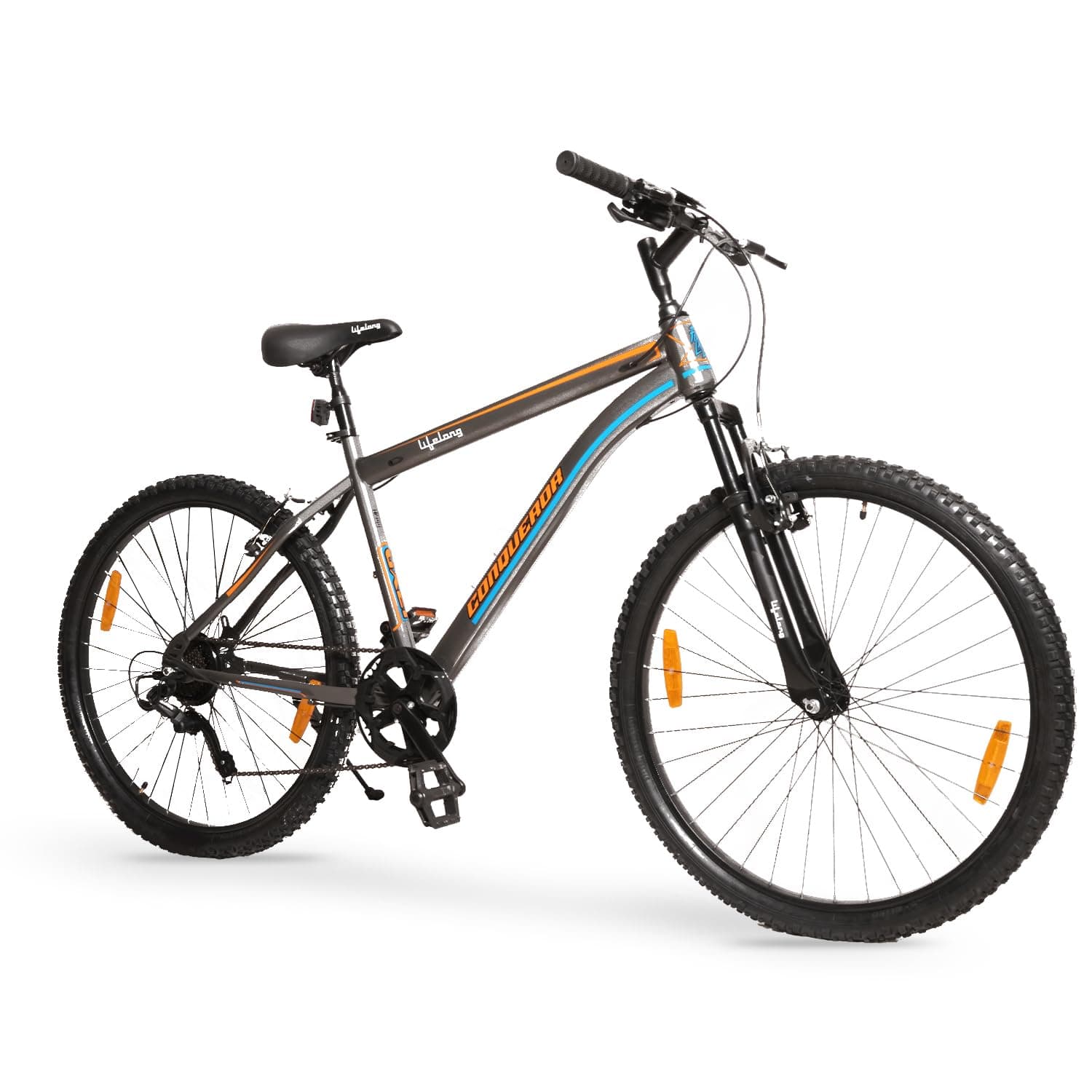 Lifelong Cycle for Men & Women,26T MTB Cycle Multi Speed 7,Speed Bicycle,V Brake Cycle,Front Suspension Fork,Mountain Bike Ideal for 13+ Years + Adults Upto Height 5.2"(Black),145 x 22 x 71.5 cm