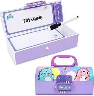 Toyshine Pencil Box with Code Lock Pen Case Large Capacity Multi-Layer Multi-Function Storage Bag Secret Compartment Pencil Box - Dino Multi-Color - Plastic, Multicolor
