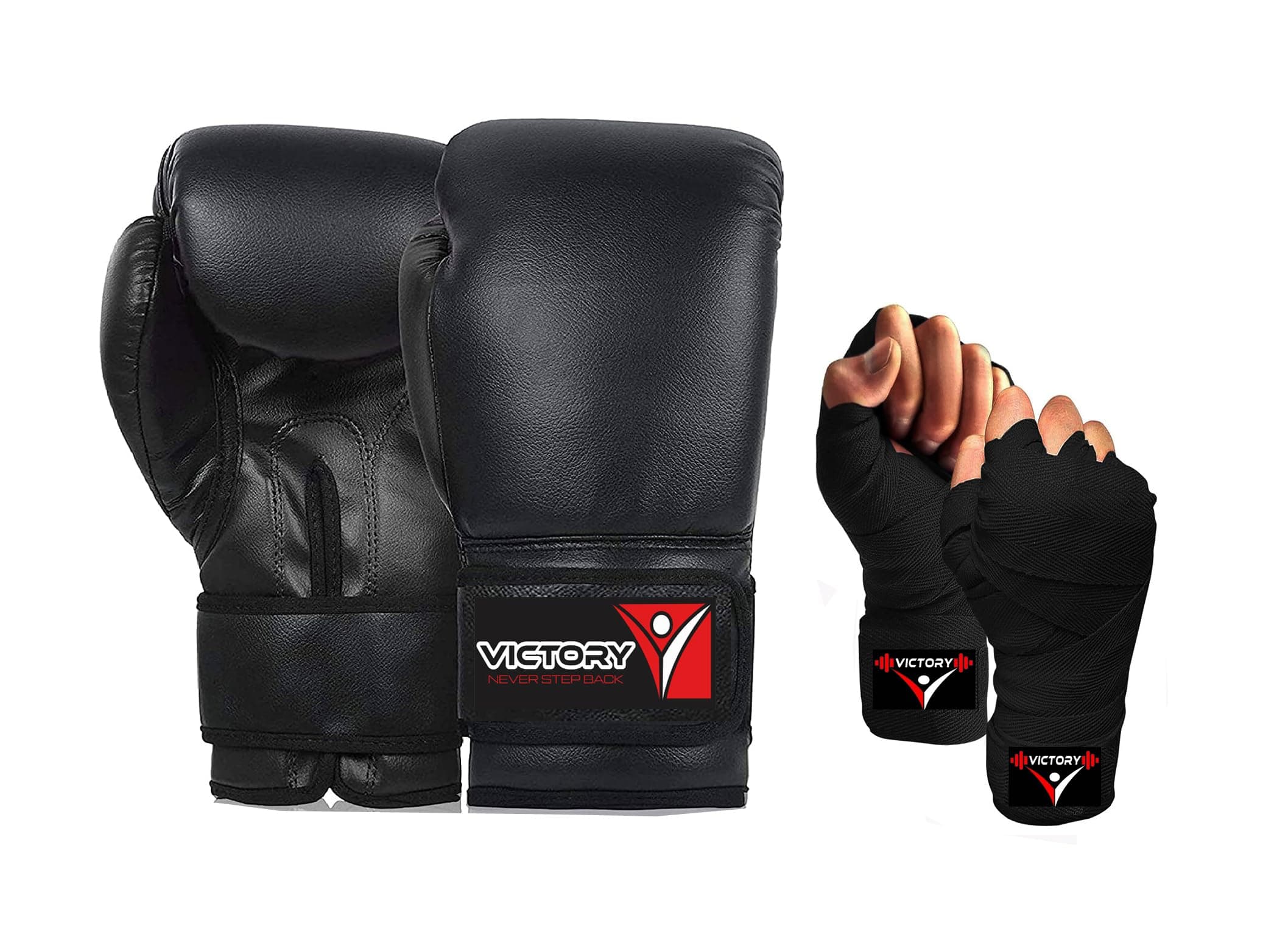 VICTORY Boxing Gloves for Men & Women with Moulded Foam Padding Gloves for Boxing, Training, Kickboxing, Muay Thai, MMA, Pu Synthetic Material Twin Punching Gloves (Boxing Glove with Hand Wrap, 12 oz)