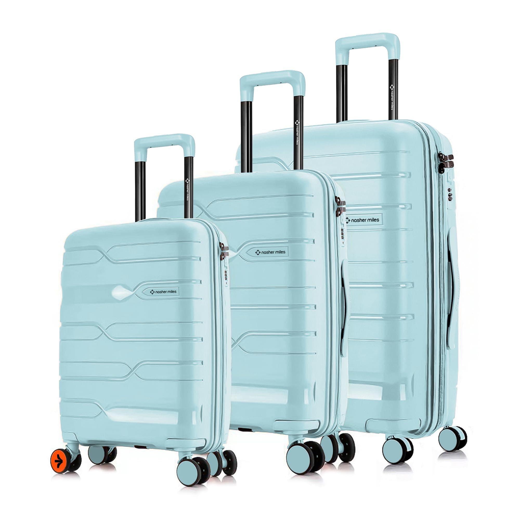 Nasher Miles Paris Hard-Sided Polypropylene Luggage Set of 3 | 55cm, 65cm & 75cm | 8 Wheels Small, Medium & Large Trolley Bag for Travel | Suitcase (Pastel Green)