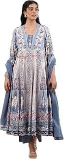 BIBA Printed Cotton A-Line Festive Kurta With Palazzo and Dupatta